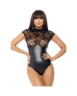 Mock neck body negro con encaje