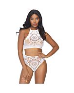 Conjunto top y tanga crochet - blanco