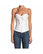 Corsé blanco con estampado de flores y lazo