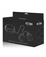 Fetish submissive collar y esposas cuero vegano