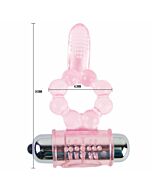 Anillo silicona 10 ritmos  lengua con vibracion rosa