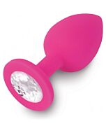Ligue fúcsia silicone jóias anal / diamante