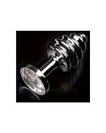 plugue anal prata com nervuras joalharia / diamante