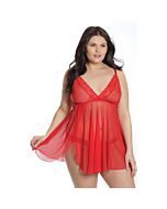 Babydoll com tanga recortada - vermelha
