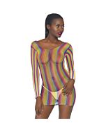 Mini vestido vermelho com mangas compridas - arco-íris