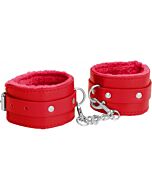 Ouch plush esposas de cuero rojas