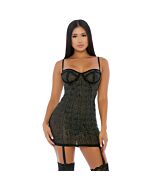 Drapeado em diamantes strass vestido negro