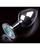 Ligue jóias anal grande prata / azul-turquesa