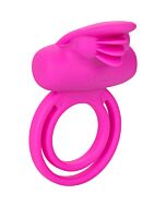 Intensificador de cintilação de clitóris duplo - anel vibratório duplo de silicone - rosa