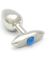 Rosebuds aço prensado anal vidro ficha 65 x 30 milímetros de água-marinha