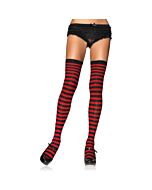 Leg Avenue meias opacas listras preto-vermelho