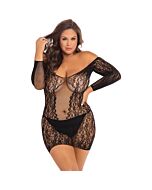 Minivestido recatado de manga comprida - preto