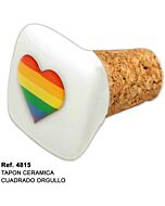 Tampão de cortiça quadrado em cerâmica bandeira lgbt - decoração de garrafa