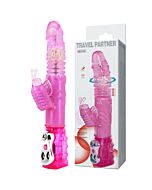 Viajante Vibrador Rotativo Bunny Rosa