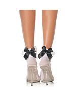 Leg avenue calcetines blancos con volante decorativo y lazo