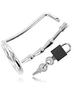 Testiculos anel de metal duro com a castidade plugue uretra