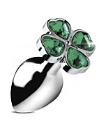 Lucky clover gem -plug anal largo , trebol plata