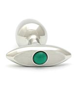 Rosebuds aço estampado anal vidro ficha 65 x 30 mm verde