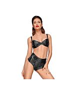 Culote talle alto de efecto mojado con pliegues - negro