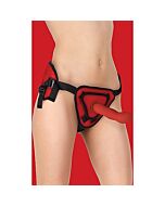 Arnés deluxe con dildo silicona - 20,5 cm - rojo