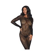 Vestido manga larga rayas - negro