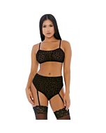 Lustful leopardo cami lingerie set negro