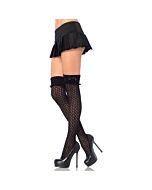 Leg Avenue meias altas crochet preto