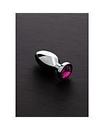 Jeweled plug metálico pequeño con perla rosa