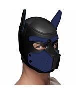 Capuz de neoprene spike para cachorro - preto e azul
