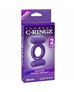 Fantasia c-anel de silicone vibrador duplo prazer