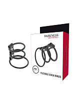 Escuridão - Conjunto de 3 anéis para pênis flexíveis