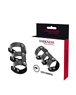 Escuridão - Anel Duplo para Pênis e Testículos Ajustável em Couro Sintético