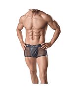 Anais Men Ares Boxer L - Boxer preto de rede e couro