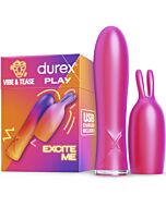 Durex Vibe & Tease - Vibrador Coelhinho Multivelocidade - Resistente à Água - Recarregável por USB