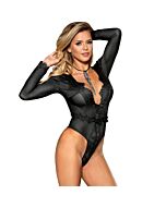 Sublime body opaco decotado manga longa S/M - Preto - Dreamlove