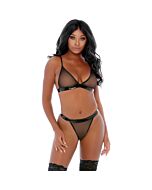 Conjunto de lingerie Opuestos Atraen Conjunto de Lencería de Contraste Negro - 90% Poliéster 10% Spandex