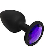 Brilho na bunda - Espada Pequena Plugue de Silicone Usável Roxo com Joias