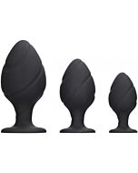 Kit de plugs coloridos - preto | Conjunto de plugs anais de silicone macio com ventosa para diversão sem usar as mãos