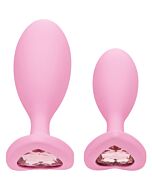 Primeira vez Crystal Duo Silicona Plugs - Rosa - Conjunto de Plugues Anais Graduados