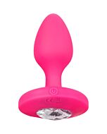 Título SEO: Plug vibrador médio rosa | Sonda anal recarregável de silicone