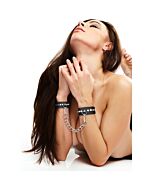 Punhos de couro com tachas de diamante - preto | BDSM - Acessório erótico