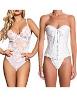 Conjunto Asdis Branco - Corset e Body - Sex Shop