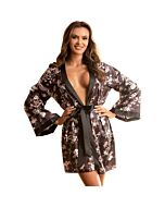 L-xl robe de seda de manga comprida estampada com tanga - Composição 95% poliéster + 5% elastano.