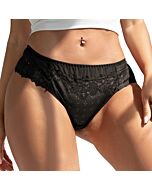 Cueca sexy de renda floral preta tamanho L-XL.