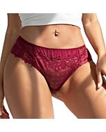 Cueca de renda floral sexy vermelha vinho L-xl