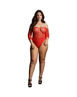 Le Desir Crotchless Rhinestone Teddy - Vermelho