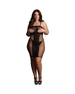 Vestido de Renda e Rede até ao Joelho Le Desir - Preto