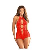L-xl body de uma peça com renda vermelha