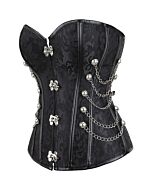 Corset Odile Preto - Painel de PVC e Fivelas Prateadas - Tamanho 3XL