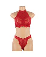 Conjunto top e calcinha vermelhos - Ajuste no pescoço com laço